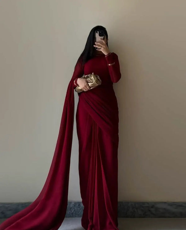 Redish Maroon  Silk Saree