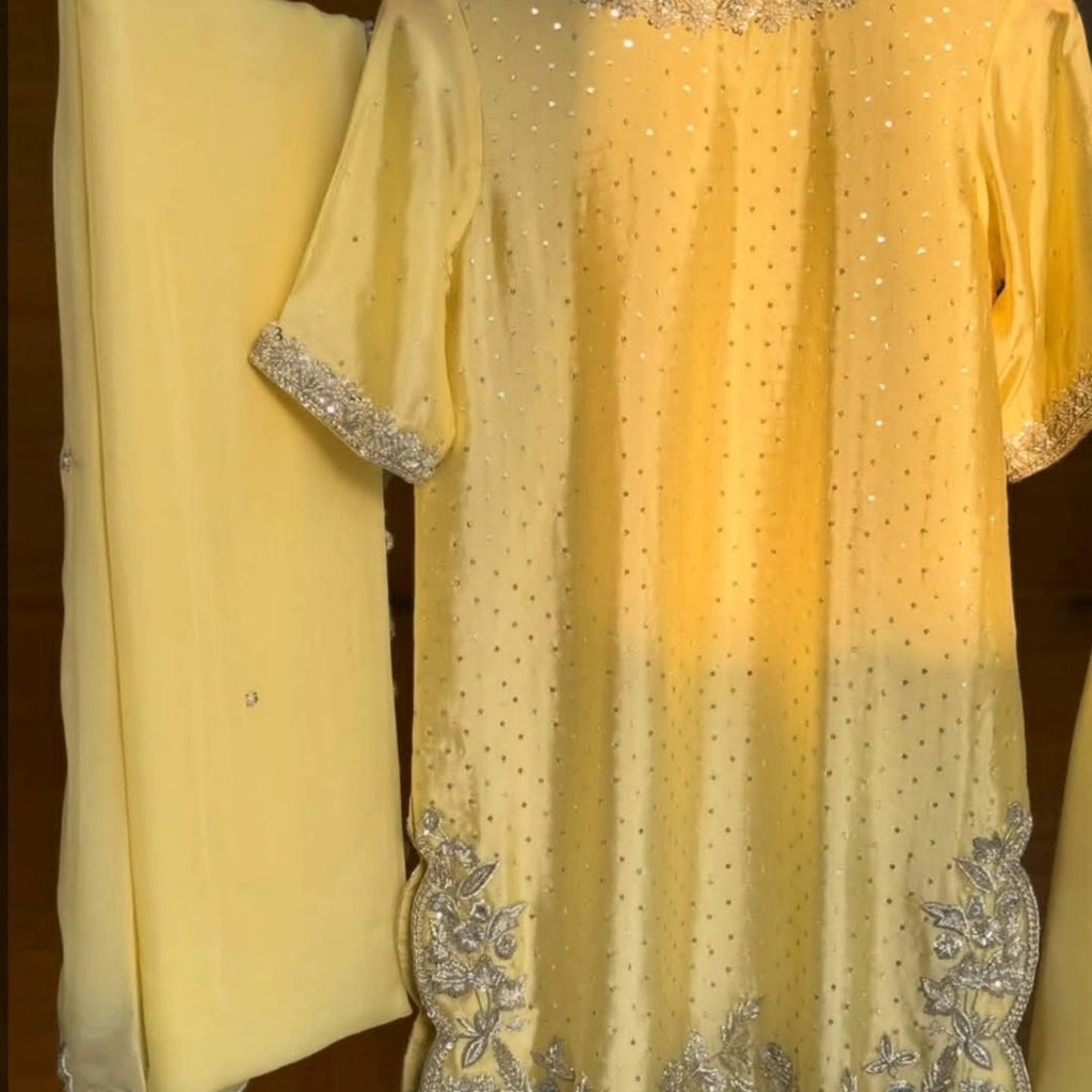 YELLOW SUNSHINE PREMIUM SILK FABRIC 3PC SUIT