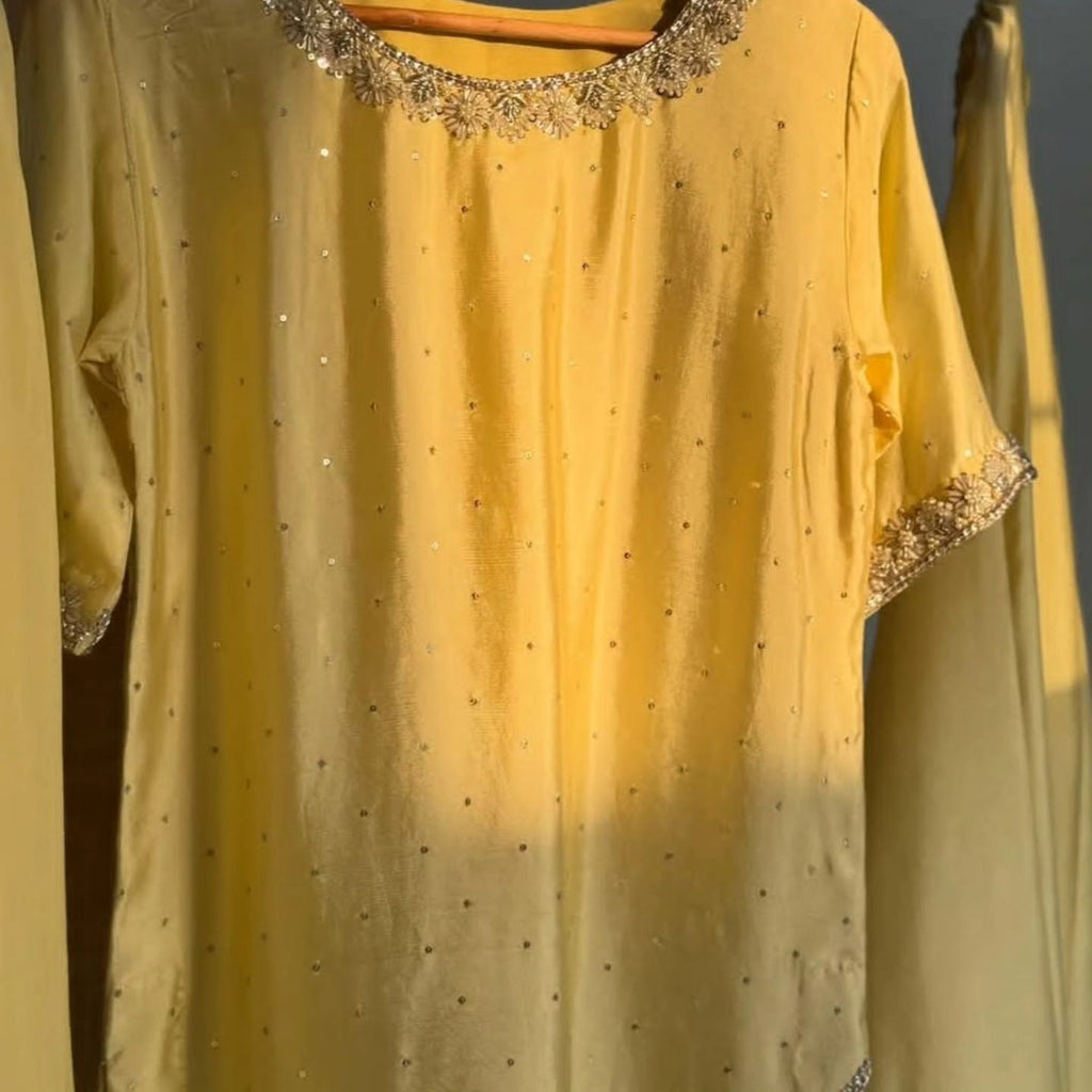 YELLOW SUNSHINE PREMIUM SILK FABRIC 3PC SUIT