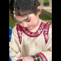 "AlizaCouture" pure Silk Baby Girl 2 PC suit in Skin Color .With pink color lace.Avalible in all sizes .