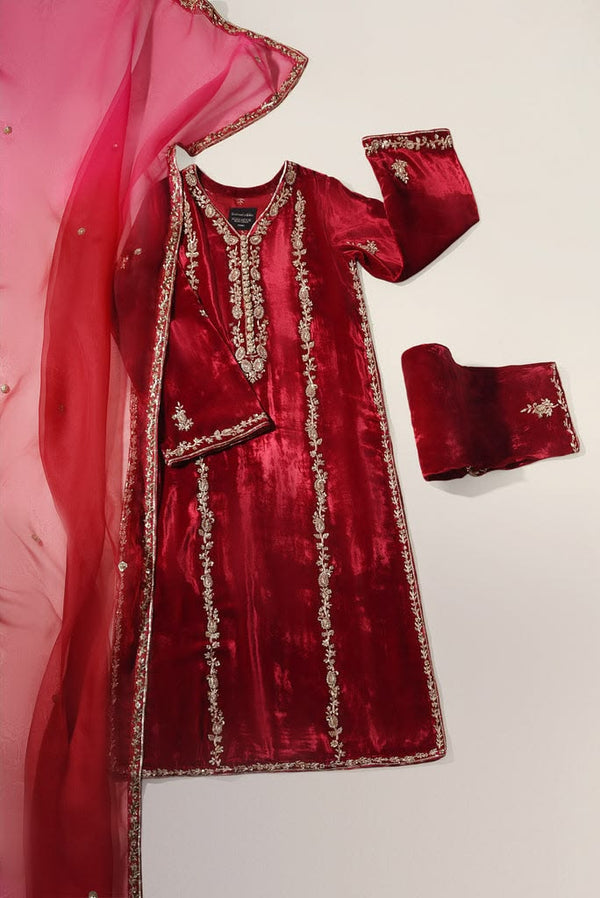 RED PURE CRIMSON VELVET 3 PC SUIT