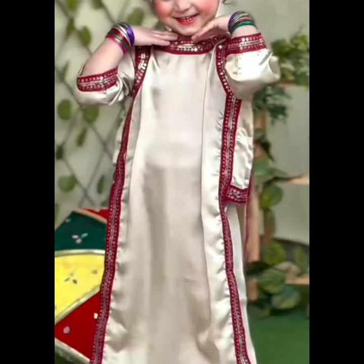 "AlizaCouture" pure Silk Baby Girl 2 PC suit in Skin Color .With pink color lace.Avalible in all sizes .