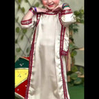 "AlizaCouture" pure Silk Baby Girl 2 PC suit in Skin Color .With pink color lace.Avalible in all sizes .