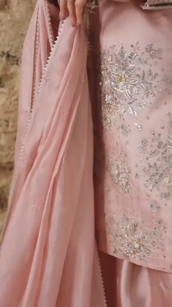 BLUSH PINK PURE SHISHA SILK HANDMADE 3PC SUIT